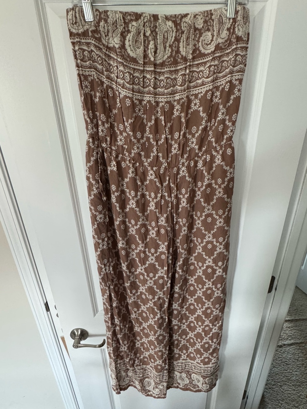 NY&Company Medium strapless jumper pants brown paisley romper